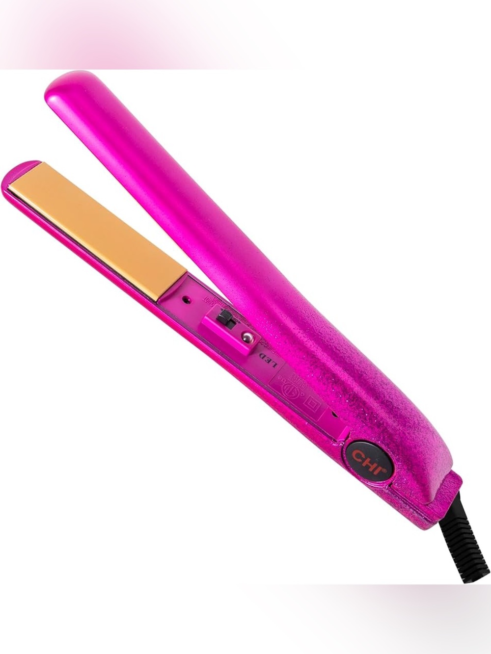 CHI 1" Tourmaline Ceramic Flat Iron in a Sparkly Hot Pink Metallic Finish NWOB